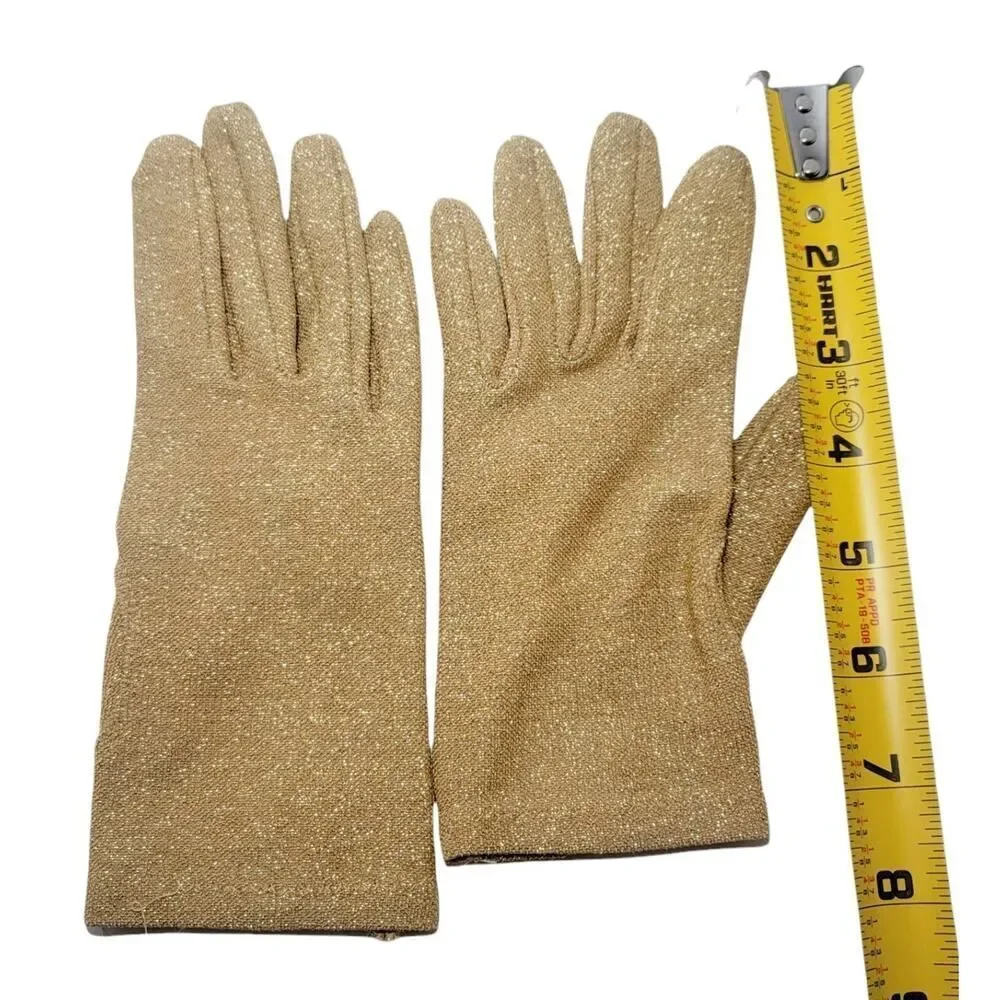 Vintage 1960s Gloves Gold Metallic Glam‎ Fashion Costume